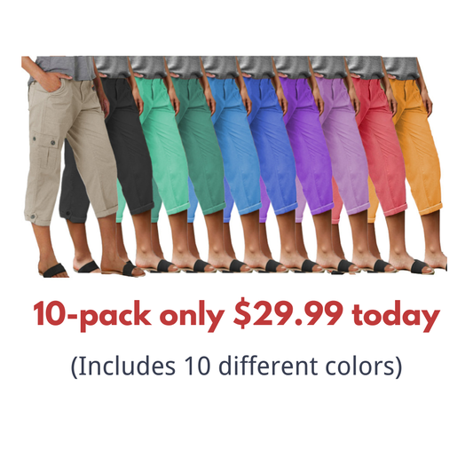 Spodnie Capri z kieszeniami i średnim stanem, zakładkami u dołu i kilkoma kieszeniami