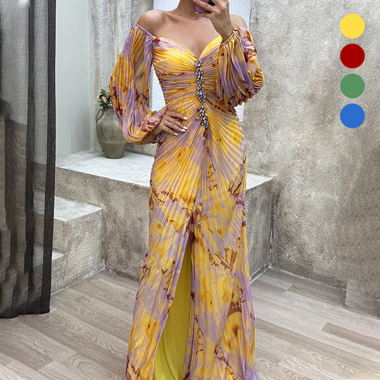 ✨【Slimming Wizard】Sukienka bez ramiączek dla kobiet✨ | Atrakcyjny design bez ramiączek | Szczegóły plisowane | Wycięcie na plecach, wygodne długie rękawy