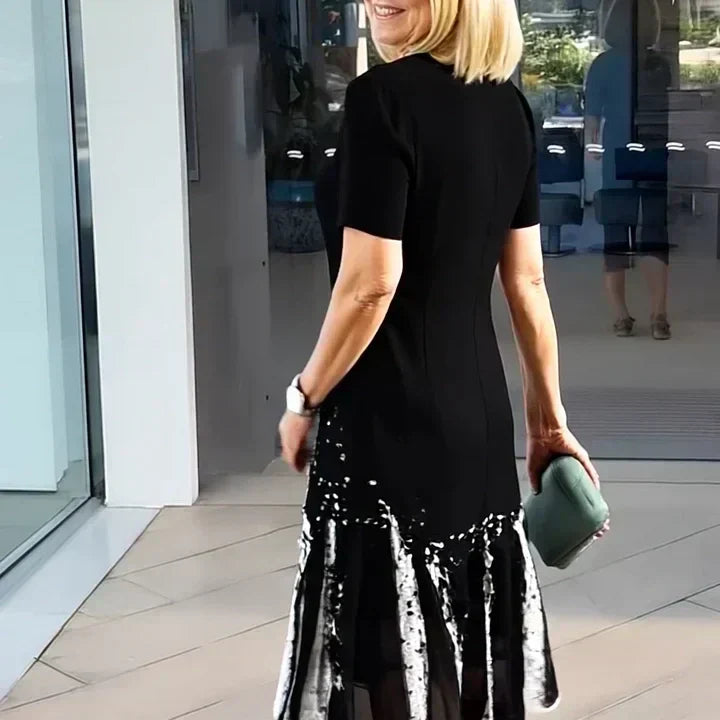 Sukienka plisowana damska w bloki kolorystyczne