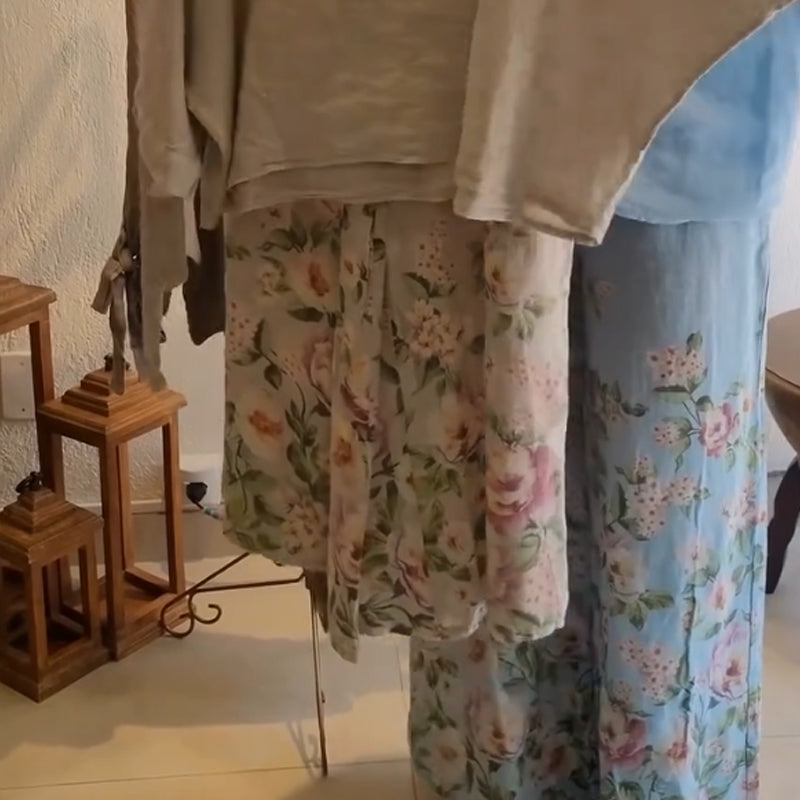 ⏳ Ograniczony czas 45% zniżki! 💥Damska bluzka o luźnym kroju i szerokie spodnie z kwiatowym nadrukiem