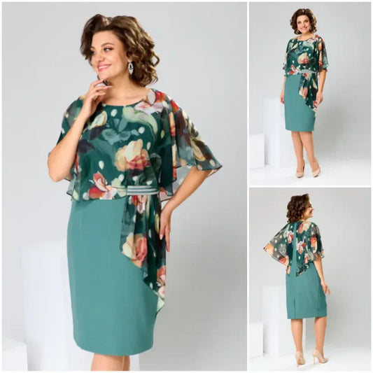 🌸 Eleganckie sukienki damskie z okrągłym dekoltem w kwiaty