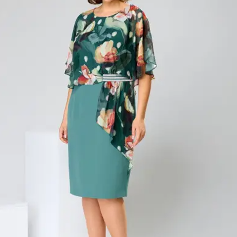 🌸 Eleganckie sukienki damskie z okrągłym dekoltem w kwiaty