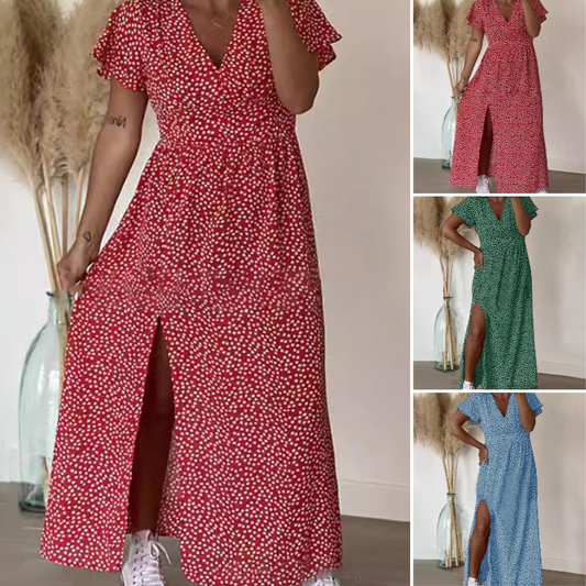 Seksowna damska sukienka maxi z rozcięciami po bokach