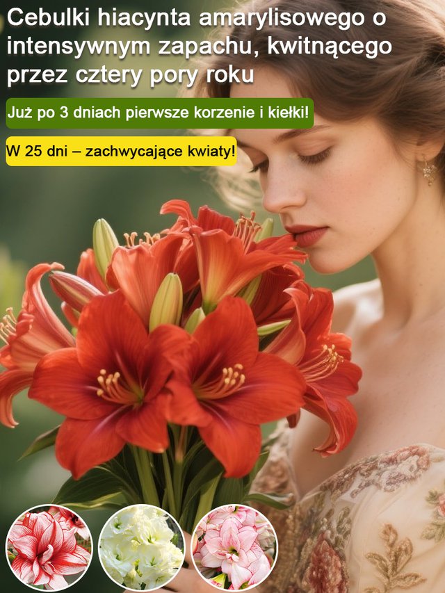 Silnie pachnące, całoroczne, kwitnące cebule amarylisów