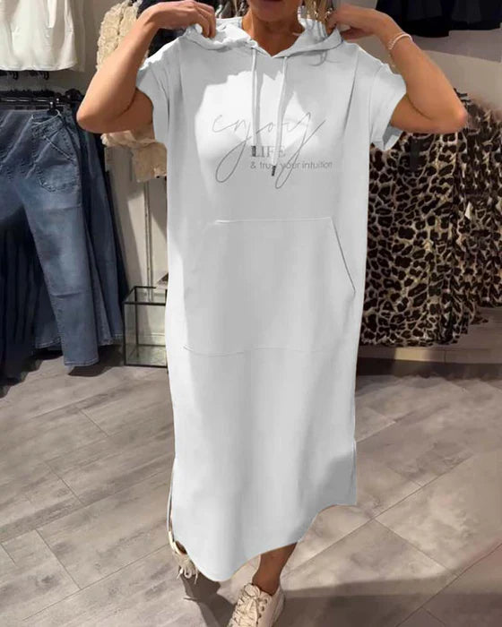 💥🔥👗[S-5XL]2025 nowy letni styl luźna, wygodna i oddychająca sukienka dresowa w dużym rozmiarze