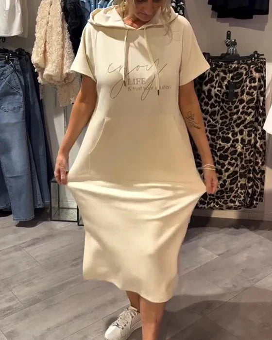 💥🔥👗[S-5XL]2025 nowy letni styl luźna, wygodna i oddychająca sukienka dresowa w dużym rozmiarze