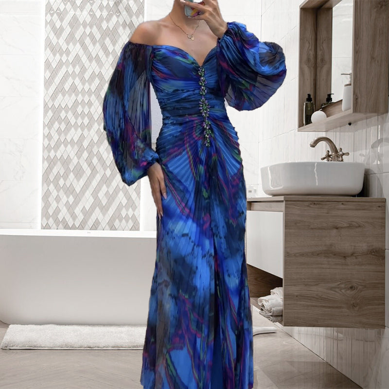 ✨【Slimming Wizard】Sukienka bez ramiączek dla kobiet✨ | Atrakcyjny design bez ramiączek | Szczegóły plisowane | Wycięcie na plecach, wygodne długie rękawy