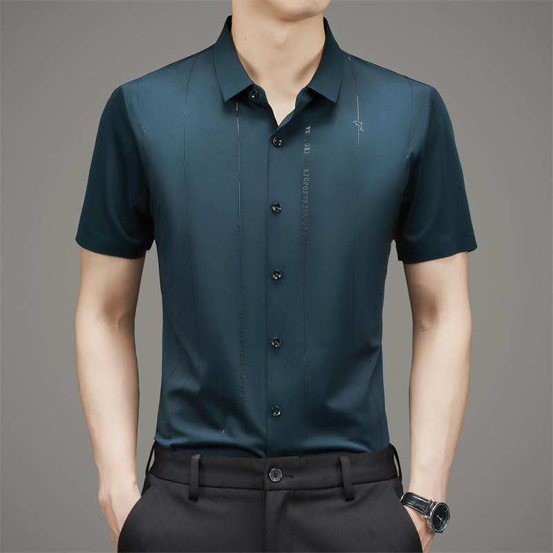 ❄️Męska koszula z jedwabiu lodowego o wysokiej elastyczności i odporności na zagniecenia