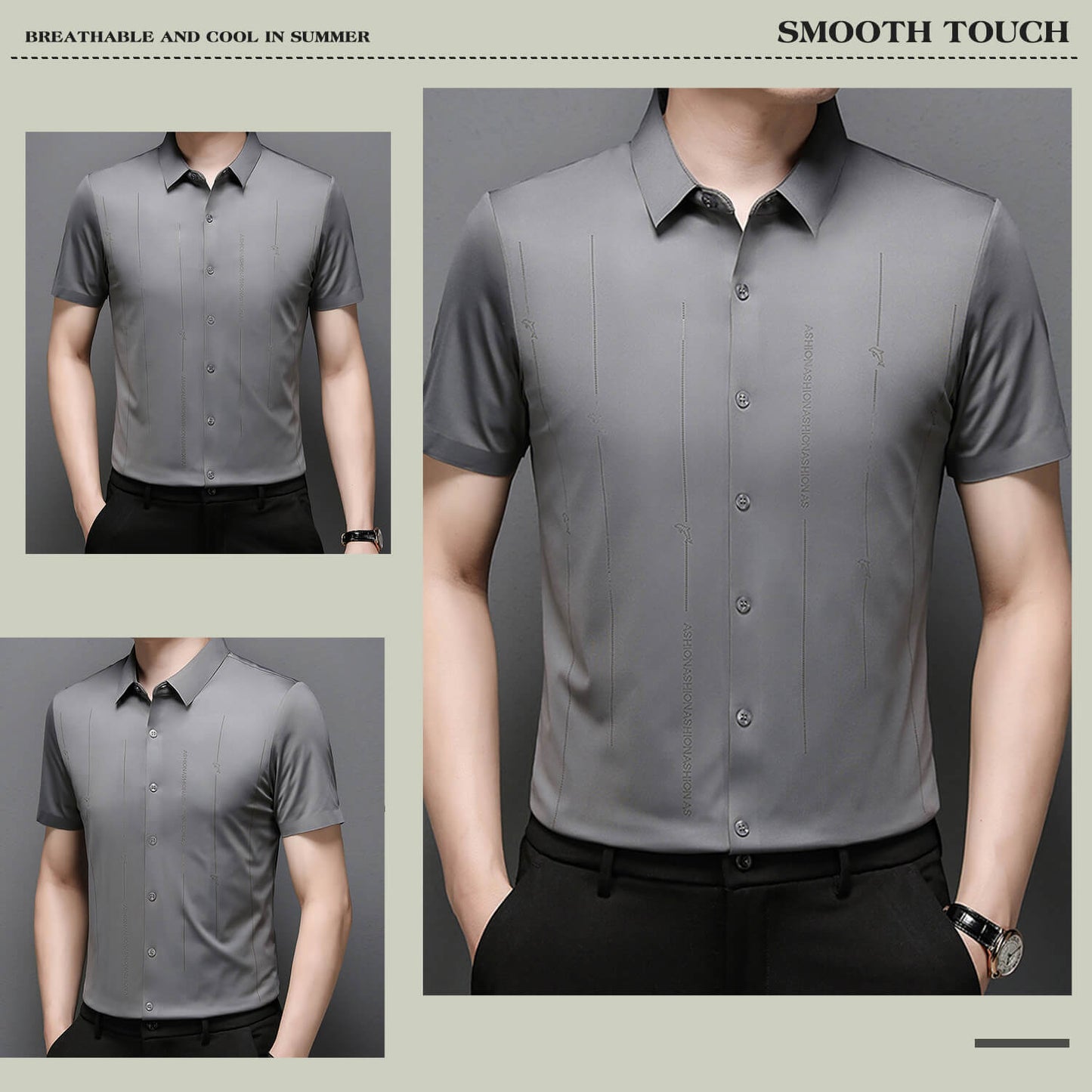 ❄️Męska koszula z jedwabiu lodowego o wysokiej elastyczności i odporności na zagniecenia