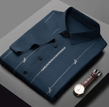 ❄️Męska koszula z jedwabiu lodowego o wysokiej elastyczności i odporności na zagniecenia