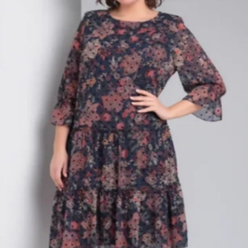 💐Damska sukienka casualowa z okrągłym dekoltem i nadrukiem