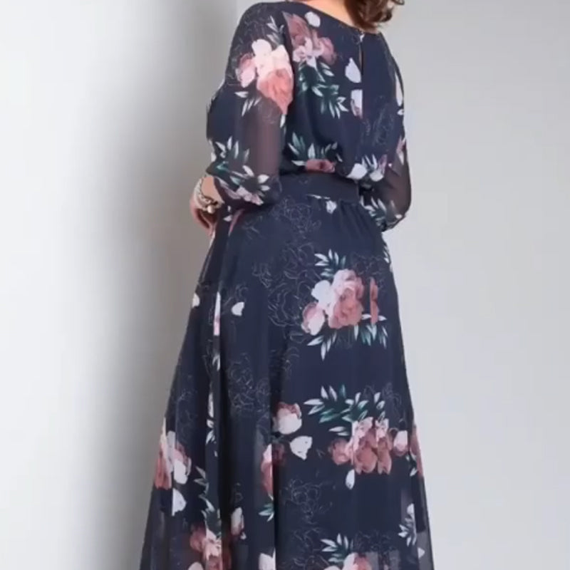 【S-4XL】🌺 Kwiecista sukienka z okrągłym dekoltem i paskiem