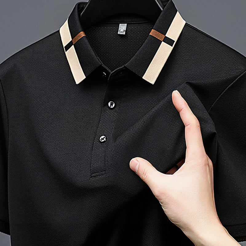 🔥Męska koszulka z krótkim rękawem Stretch Ice Silk z klapami
