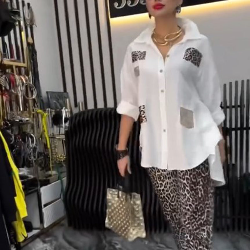 👗 Zestaw z nadrukiem w panterkę | 2-częściowy strój codzienny | Bawełna elastyczna