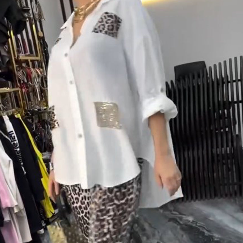 👗 Zestaw z nadrukiem w panterkę | 2-częściowy strój codzienny | Bawełna elastyczna