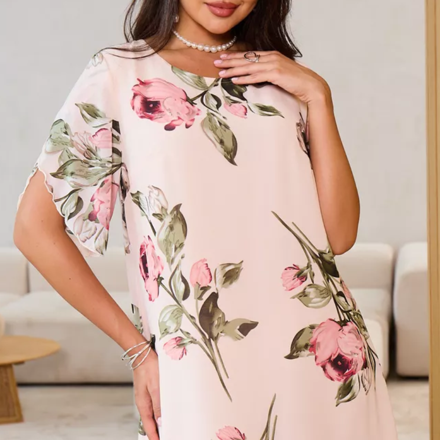 HOT 50% 👗 Sukienka z szyfonu Blush Petal Glow