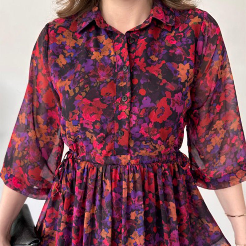 🌺 Elegancka, długa sukienka z nadrukiem, relaksująca dla kobiet