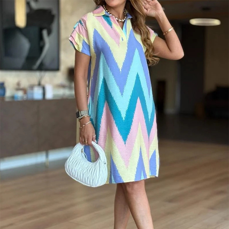 Urocze damskie sukienki z nadrukiem o luźnym kroju